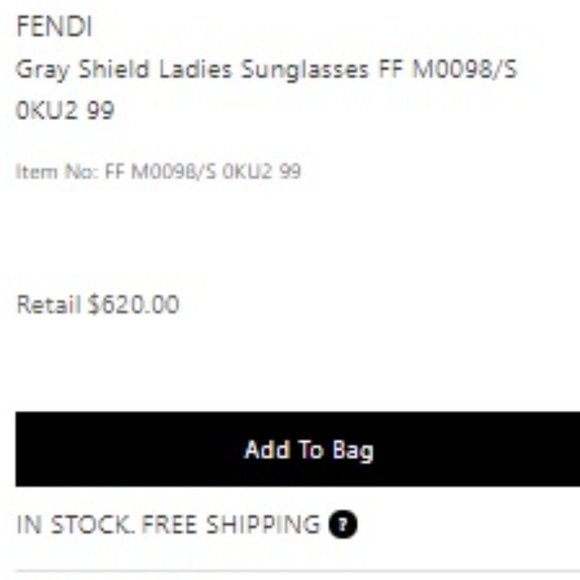 (SOLD) $259 *NEW* FENDI Gray Shield Ladies Sunglasses - Picture 15 of 16